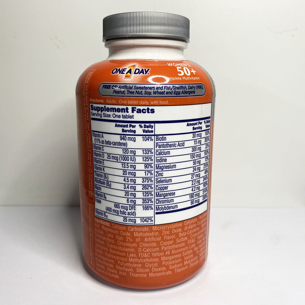 Viên uống Vitamin tổng hợp cho người cao tuổi One a day Men's, Women's Multivitamin 50+ 300 viên - Xuất xứ Mỹ