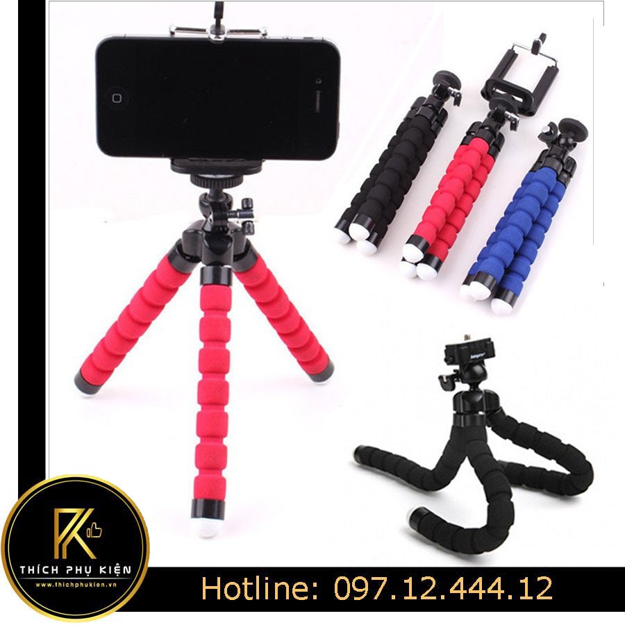 Chân đế/tripod di động để bàn chân bạch tuộc uốn cong cho điện thoại, máy ảnh.