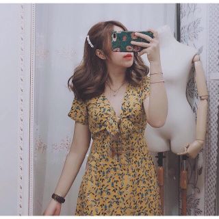 VÁY ĐẦM HOA NHÍ CỘT NƠ NGỰC