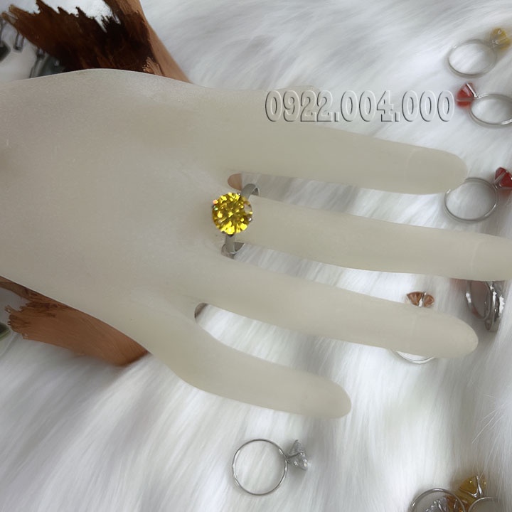 Nhẫn nữ đính viên đá màu lớn (10 li).