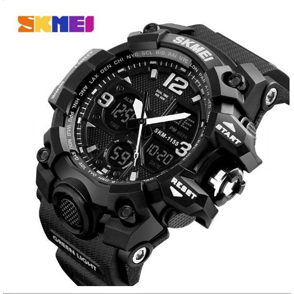 Đồng hồ Nam Skmei Điện Tử Thể Thao Chống Nước SK1155B Dây cao su siêu bền