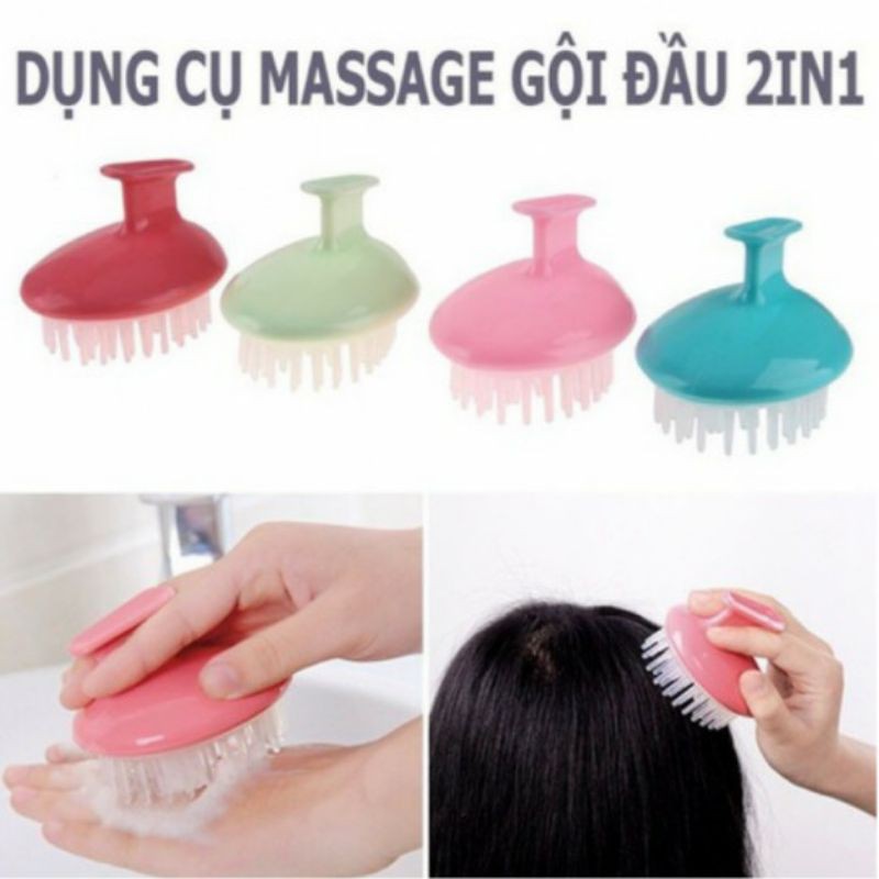 Lược Gội Đầu Thông Minh Massage Gai Silicon, Massage Da Đầu (giao màu ngẫu nhiên)