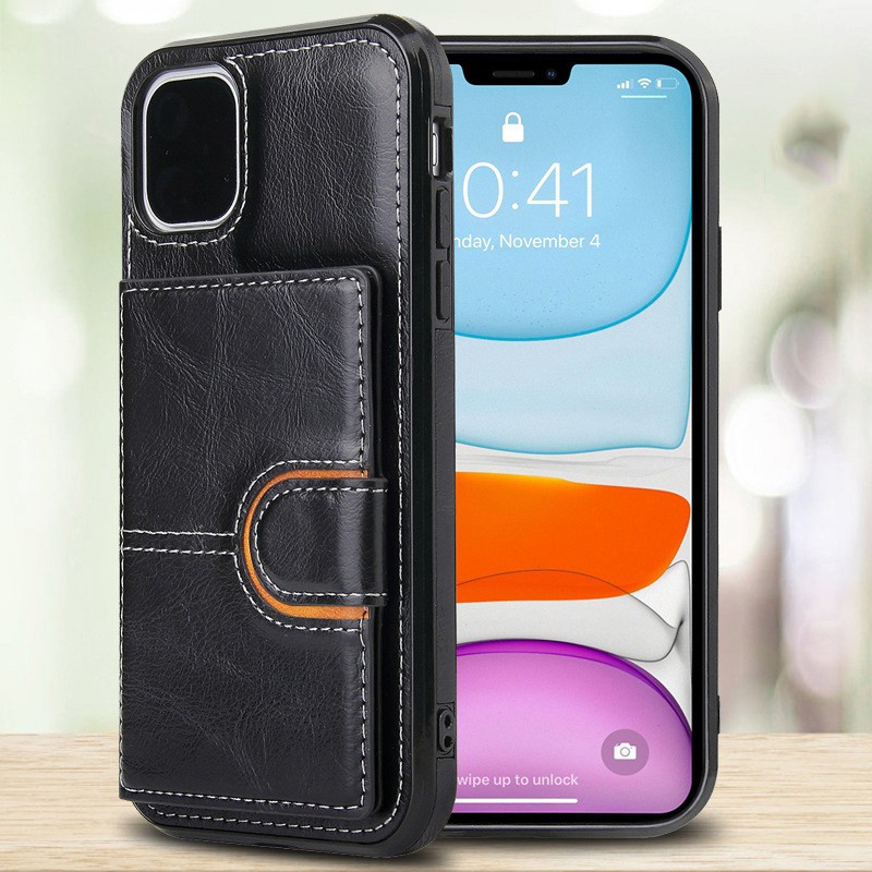 Fashion Luxury Flip PU Leather Card Wallet for iPhone12 Pro Max Black