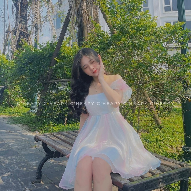 Đầm babydoll Rainbow công chúa 💓CHEAPY STORE 💓 FREESHIP💓 mặc dự tiệc, sinh nhật, kỉ yếu