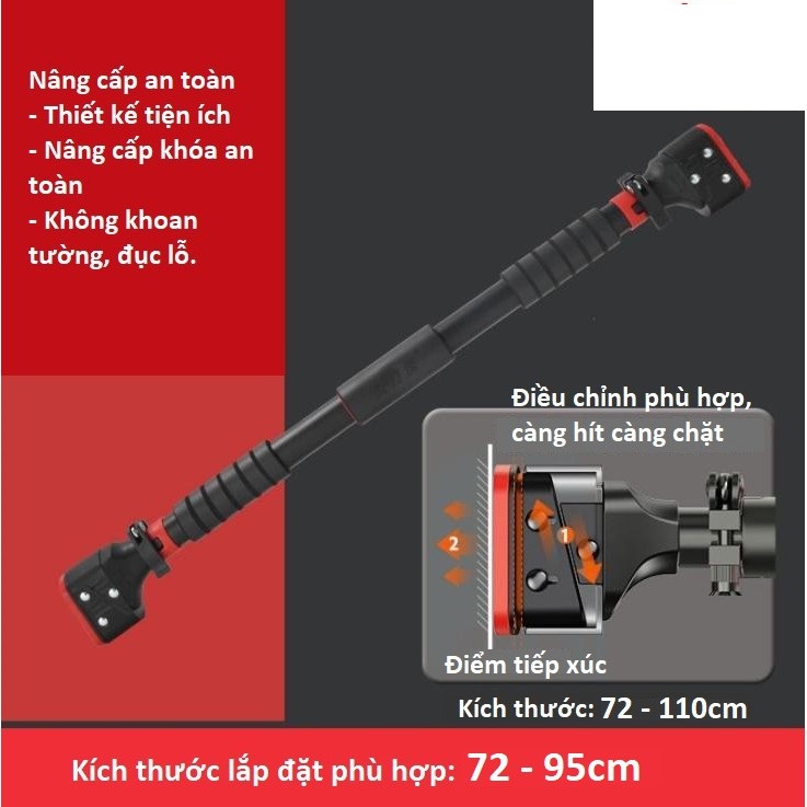 Xà đơn treo tường cao cấp mẫu mới có chốt chống xoay an toàn loại 93-140cm