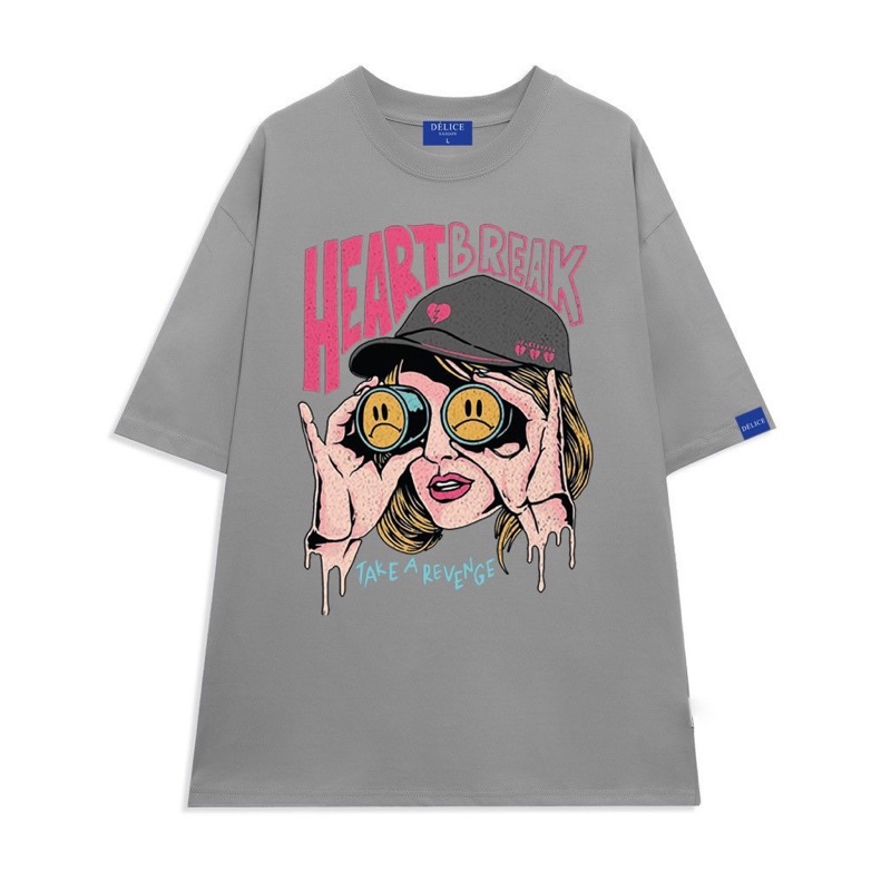 [ Full Box + Tag ] Áo thun phông Unisex chất Cotton 100% form rộng tay ngắn HEART BREAK