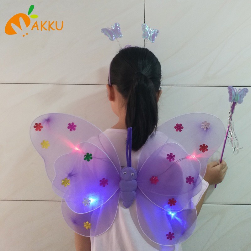 Váy Cánh bướm kép CÓ ĐÈN Hapi Toys - Đồ chơi dạo phố bộ cánh bướm phát sáng cho bé