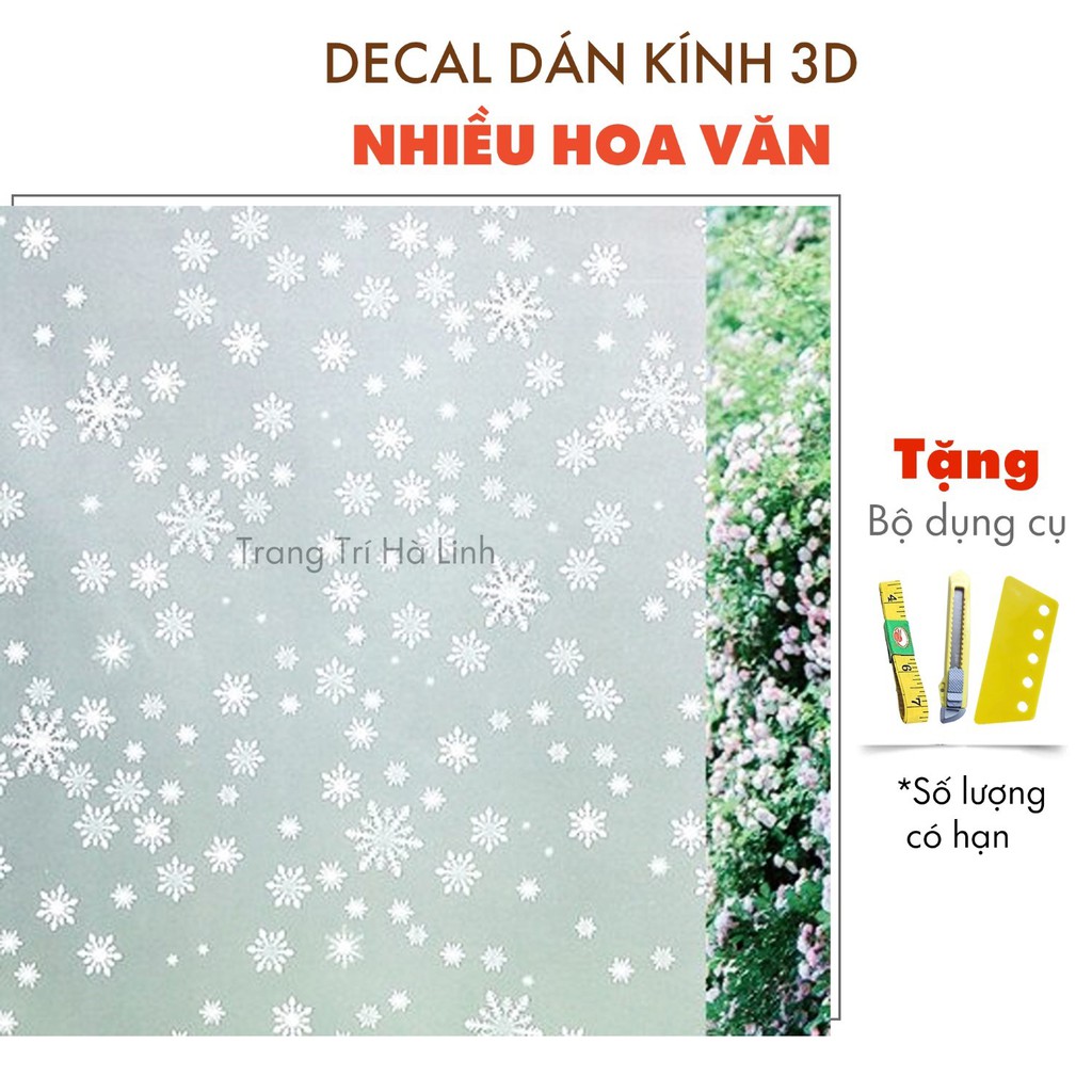 Decal dán kính mờ cửa sổ 3d nhiều mẫu mã đẹp cho phòng ngủ, văn phòng khổ 90cmx50cm