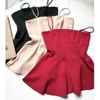[Ảnh thật] Áo peplum 2 dây xòe lệch tà