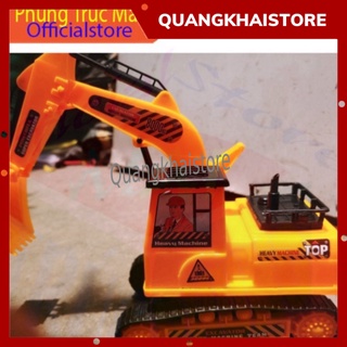 Đồ chơi trẻ em xe máy xúc xoay 360 có tay điều khiển khớp múc, chạy bánh đà cho bé