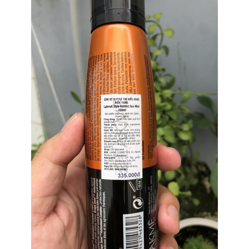 Xịt Tạo Kiểu Làm Dày Tóc Lakme K.Style Sea Mist Hottest Sea Spray 150ml