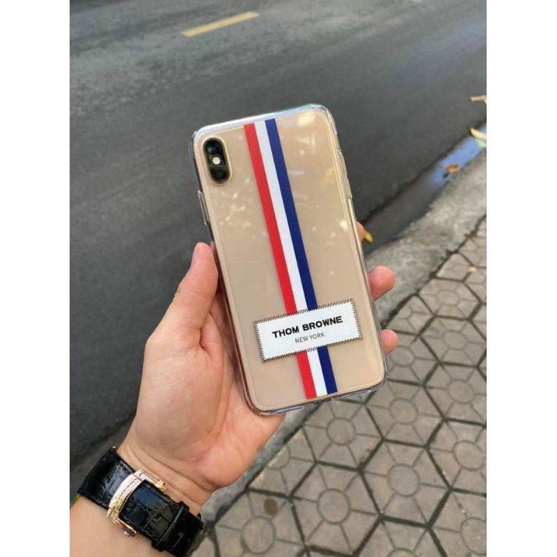 Ốp Thom Browne siêu phẩm Cho iPhone 14 pro max/14 pro/14/7+,X, Xs, Xs Max,11,11 Pro Max,12,12 Pro Max trong suốt viền d