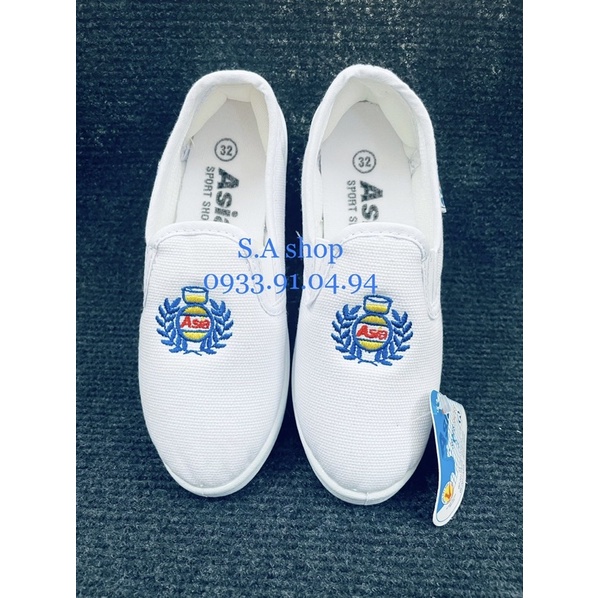 Giày thể thao xỏ/lười Trắng vải bé gái/trai Asia