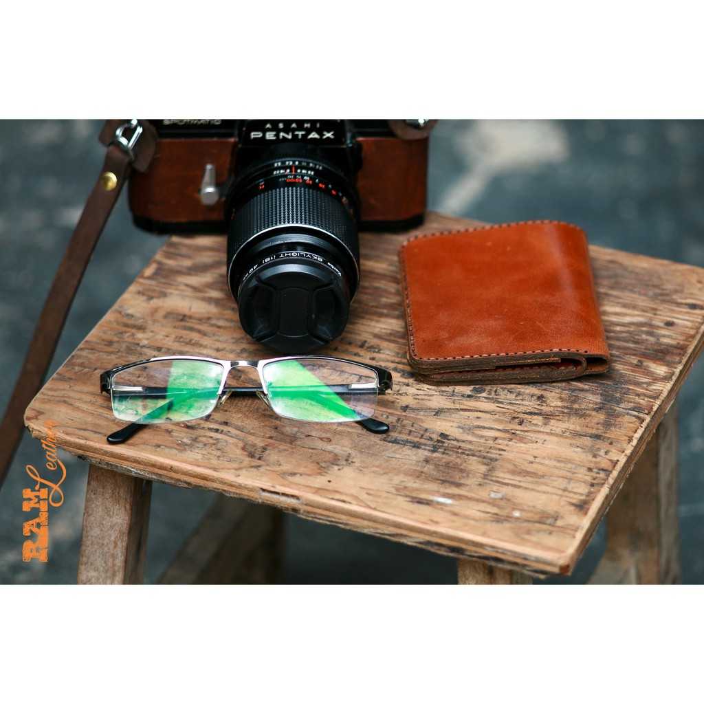 Ví nam da bò RAM Leather RAM Leather One Màu Nâu Đỏ