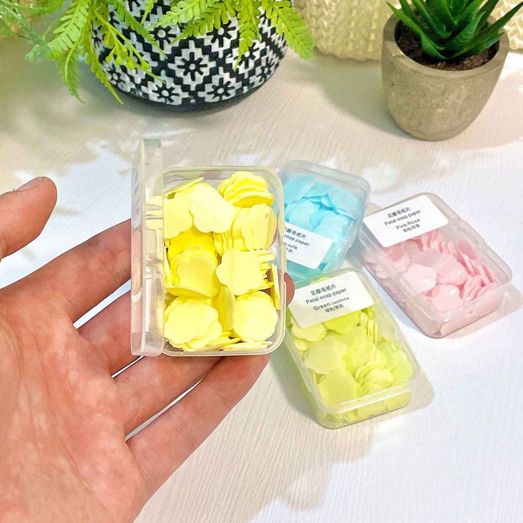 Hộp Xà Phòng Giấy Khô Hình Bông Hoa - Xà Bông Rửa Tay Dùng Một Lần Bỏ Túi Du Lịch - TESOVN