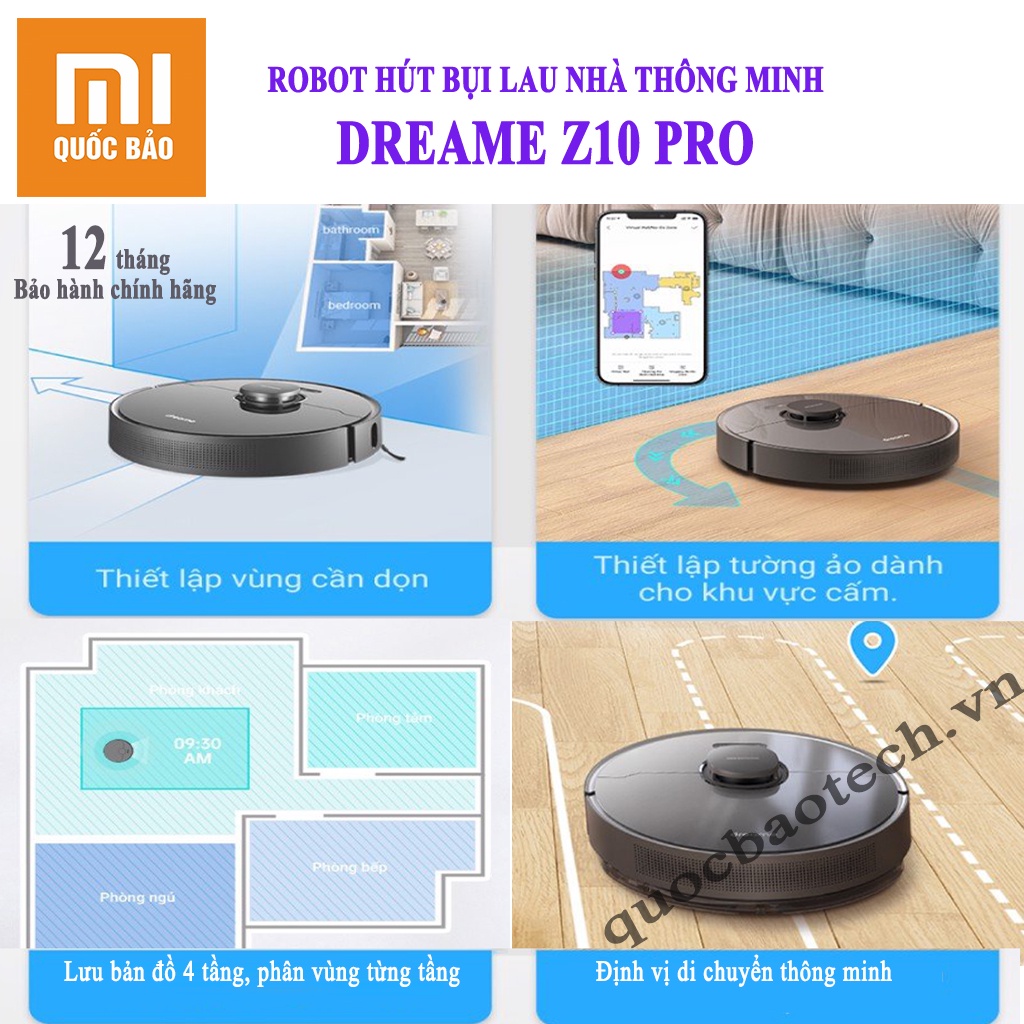 Robot hút bụi lau nhà thông minh Xiaomi Dreame Z10 Pro- Kết nối app Mihome, Hàng chính hãng, Bảo hành 12 tháng