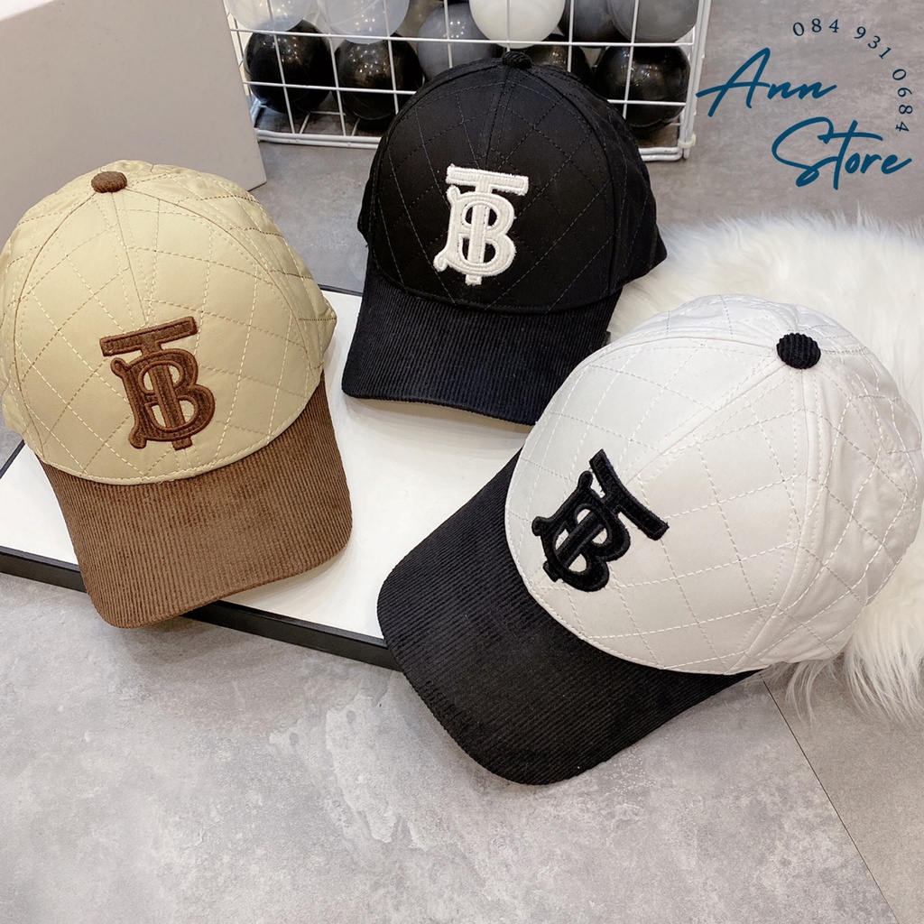 Mũ lưỡi trai Burberry vải gió trần trám, vành mũ nhung tăm cực chất, hàng đẹp 2 lớp dày dặn phom mũ căng chuẩn hàng xuất