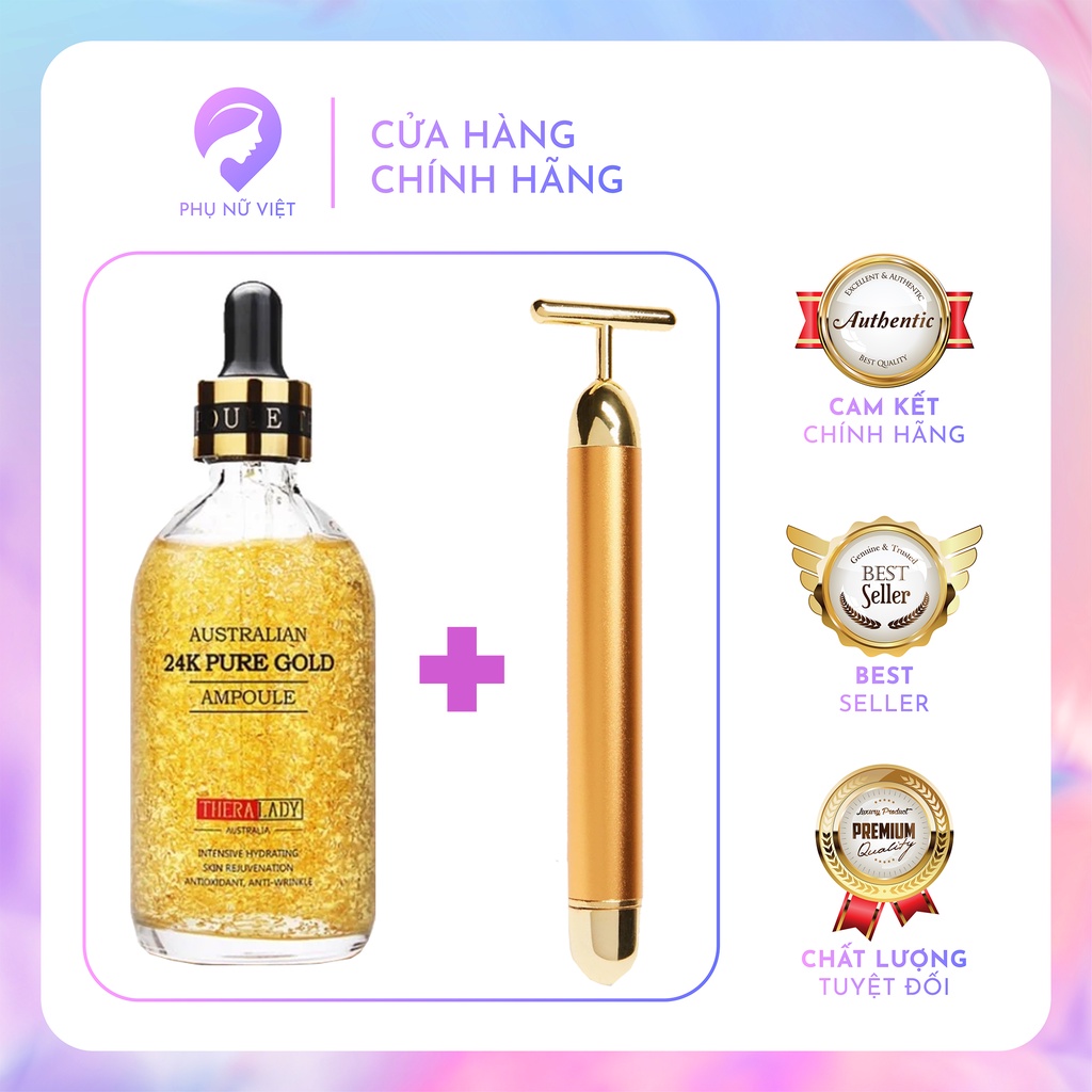 (Hàng chuẩn Úc)Serum Tinh Chất Vàng 24k Pure Gold Ampoule Thera Lady 100ml tặng kèm thanh lăn matxa