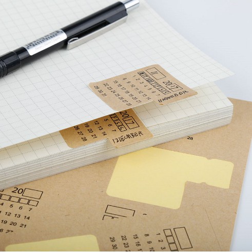 Phụ kiện sổ bìa planner nhãn dán kraff ghi chú lịch tháng dễ thương