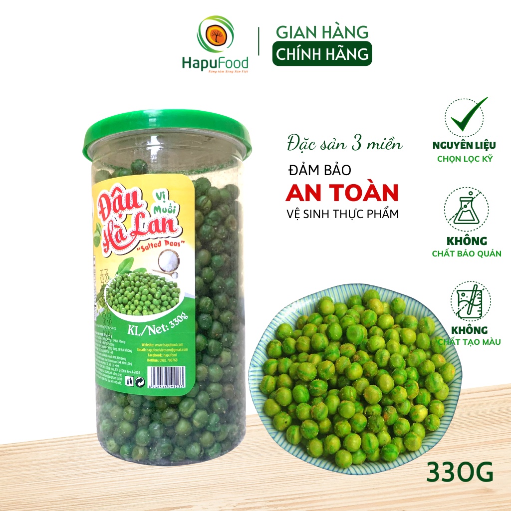 Đậu hà lan vị muối hộp 330Gram HAPUFOOD, dinh dưỡng