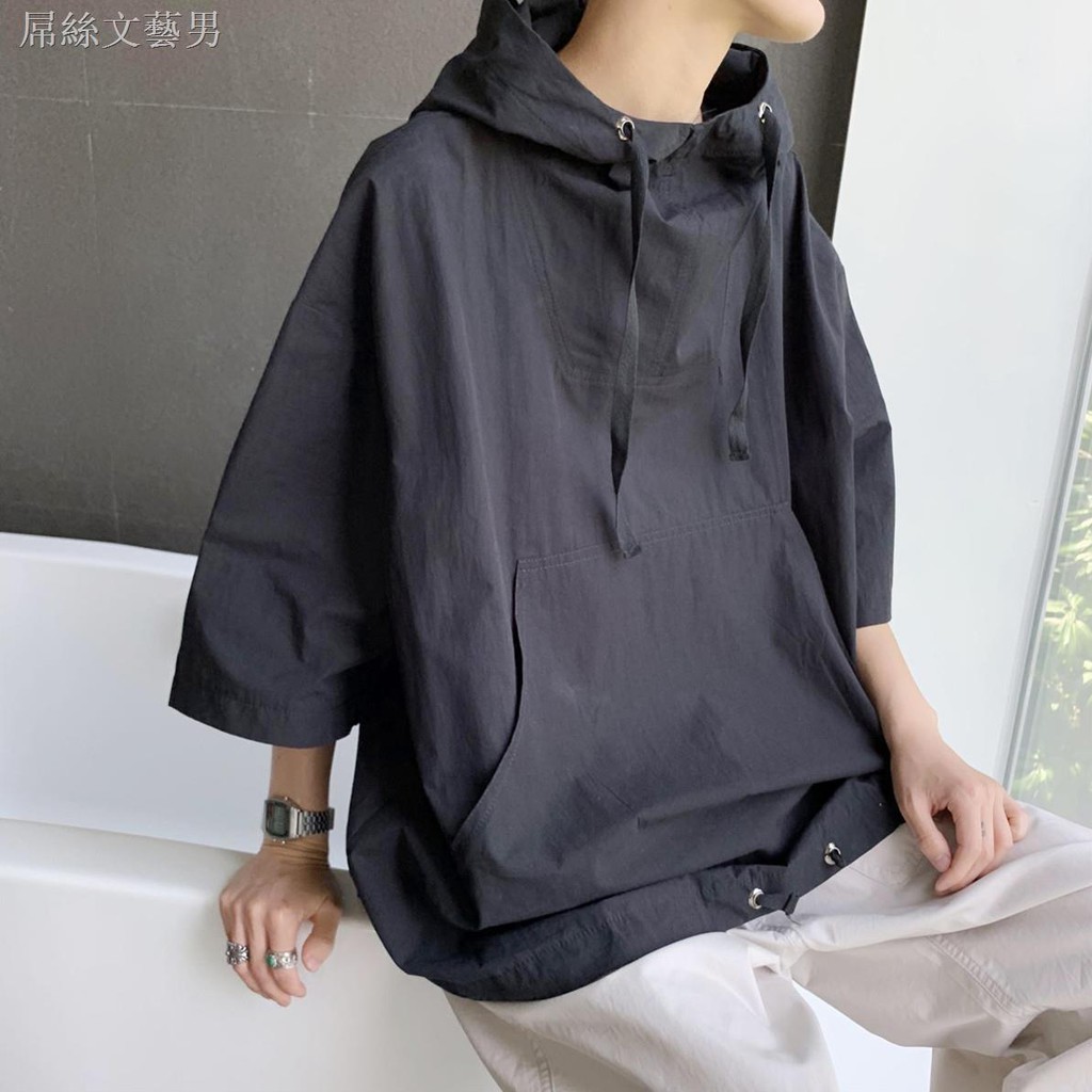 Áo Hoodie Tay Lỡ Dáng Rộng Màu Sắc Trẻ Trung Phong Cách Hàn Quốc Cho Nam