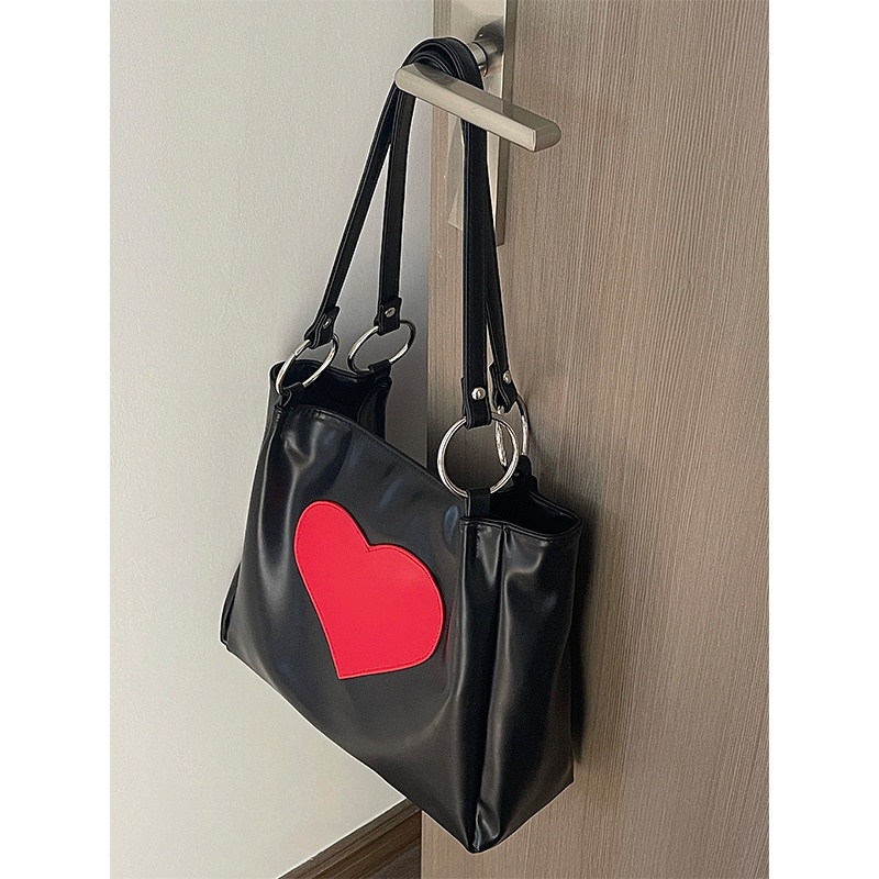 Túi Tote Nữ, Túi Đeo Vai Đẹp Hình Trái Tim Lớn Da Bóng Nhân Tạo, Phong Cách Hàn Quốc, Hot Thu Đông 2022