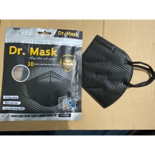 (Túi 3 chiếc) Khẩu trang 3D Dr.Mask 4 lớp than hoạt tính