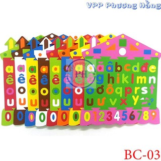 VEV REYD1 Bảng chữ cái tiếng việt viết thường bằng xốp - hình ngôi nhà cho bé nhận biết mặt chữ cái và mặt số 25