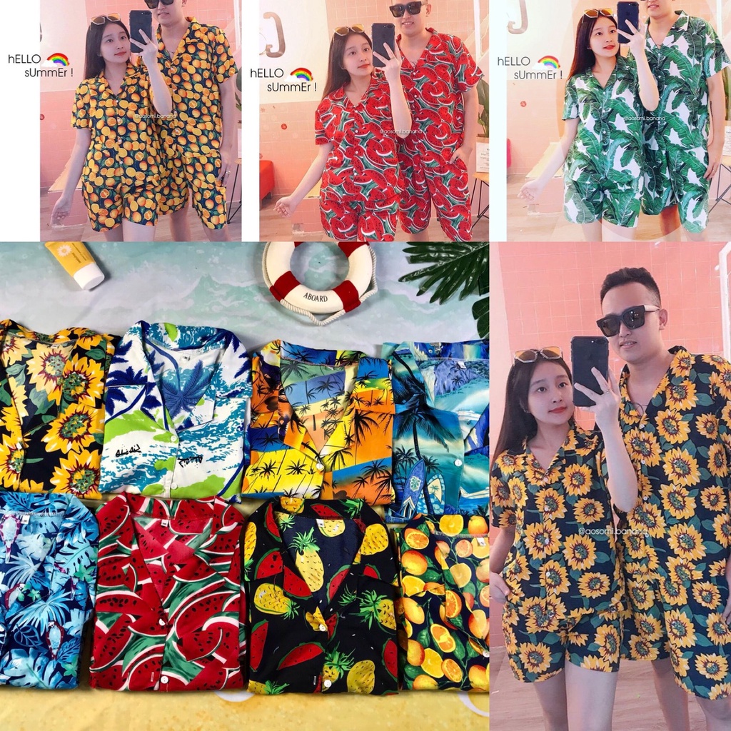 Set Đồ Bộ Nam Nữ Đi Biển Hawaii Kate Thái Cao Cấp