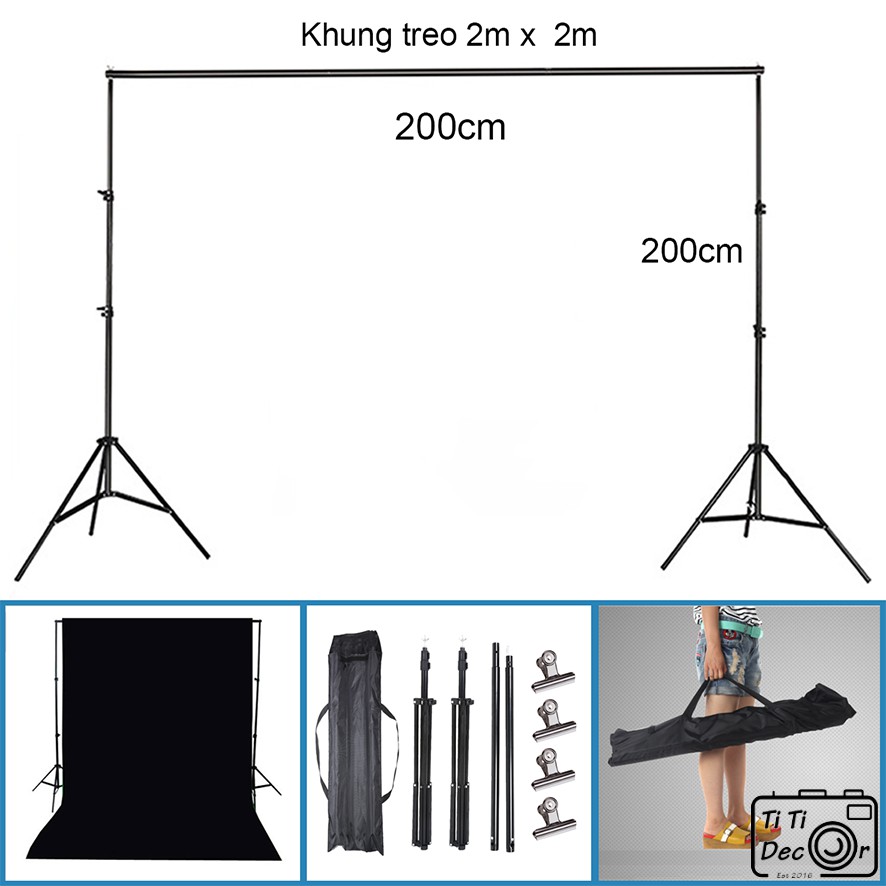 Khung treo chữ U 2x2m phông nền chụp ảnh, đạo cụ chụp ảnh sản phẩm quay video lookbook, ảnh cưới,livestream - TiTi Decor