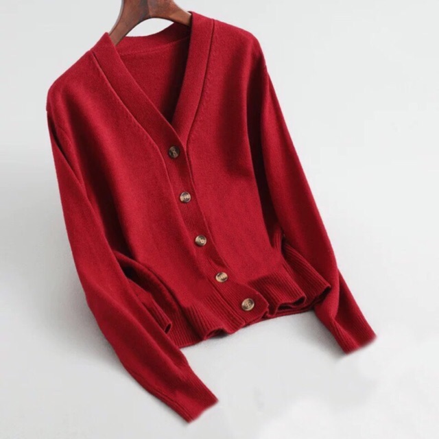 Áo khoác cardigan len nữ tay dài trơn nhiều màu-hàng xuất