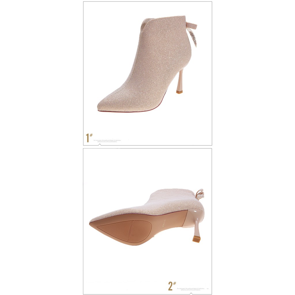 Giày cao gót ngọt ngào phong cách gót nhỏ	đính nơ pha lê