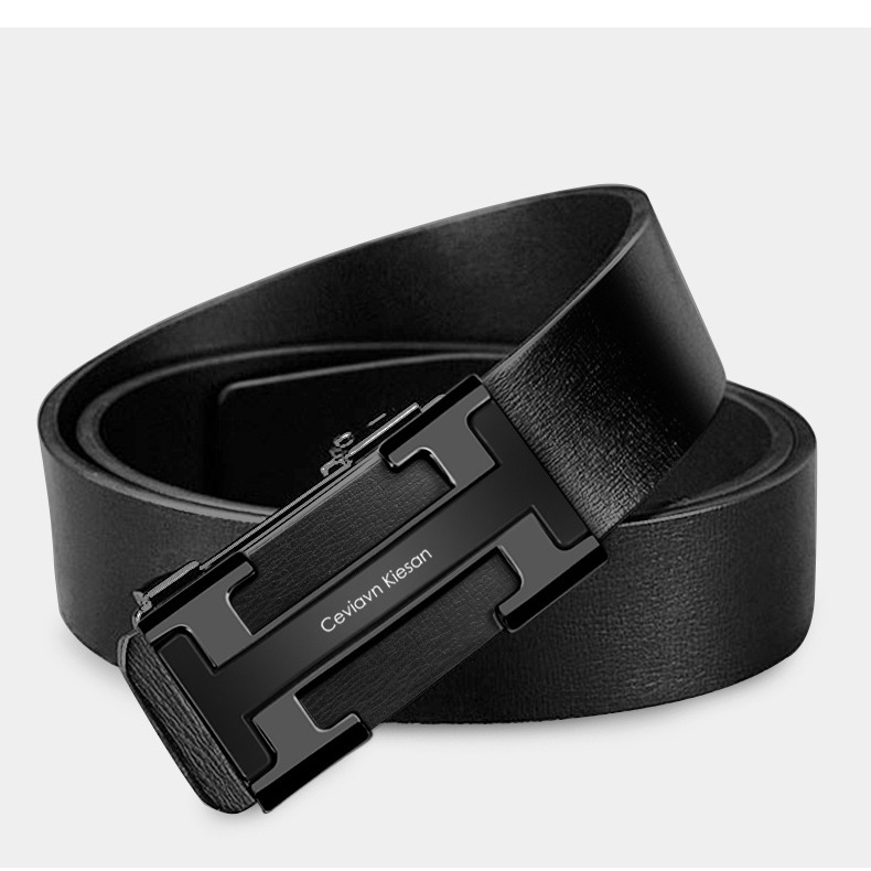 Thắt Lưng Nam Cieviavn Kiesan 3.3cm Khóa Tự Động Cao Cấp Dây Nịt Nam Da Bò 100% Chính Hãng  Mạ Vàng Bạc Nam Tính
