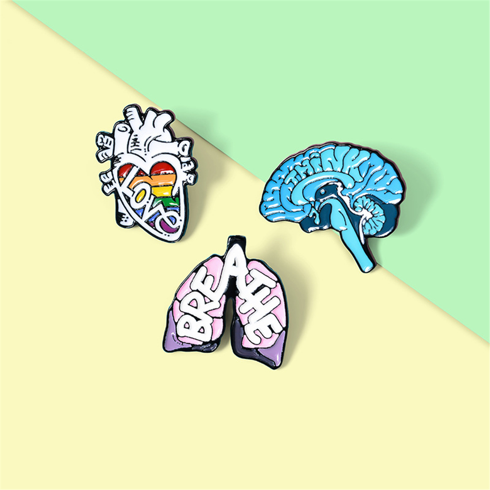 🎈FUTURE🎈 Gift Enamel Pins Buckle Jewelry Brooch Anatomy Heart Bag Accessories New Men Women Cartoon Clothes Lapel Pin Badge Brain Lung