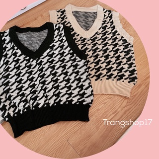 Ghile hoạ tiết đen trắng phối áo sơ mi