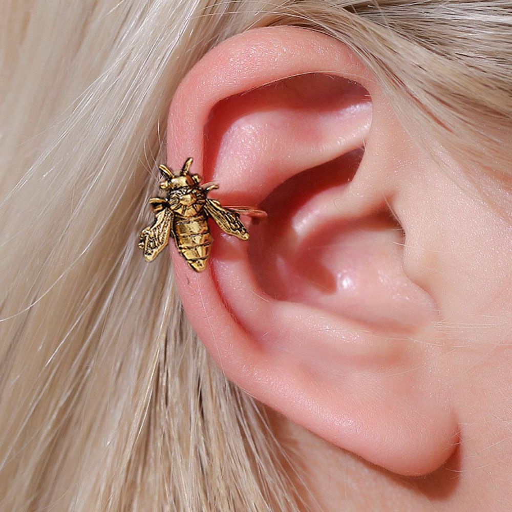1 chiếc khuyên kẹp tai hình con ong bằng kim loại nhiều màu sắc phong cách retro