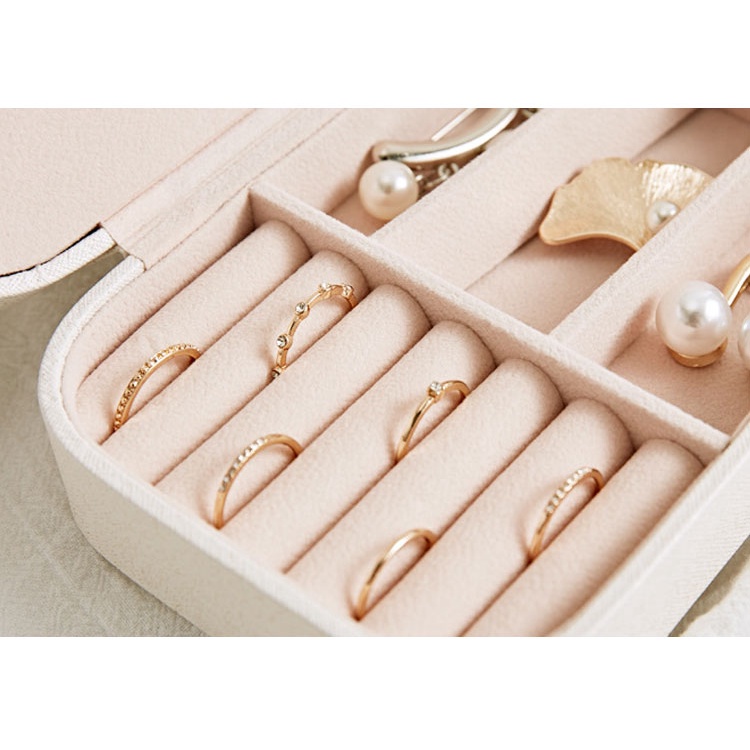 Hộp Đựng Đồ Trang Điểm/ Bông Tai/ Nhẫn Bằng Da Thiết Kế Đơn Giản Thời Trang Cho Nữ