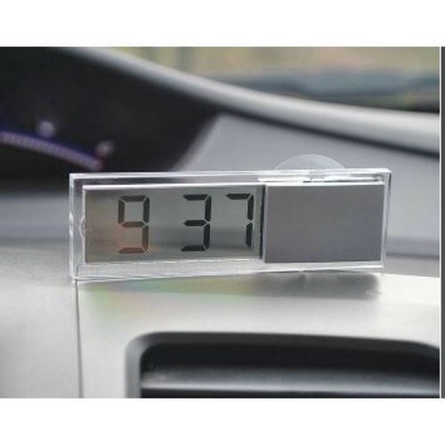Đồng hồ led LCD đế hít chân không gắn kính xe ô tô xe hơi chống chói trong suốt chức năng hiển thị ngày giờ đo nhiệt độ