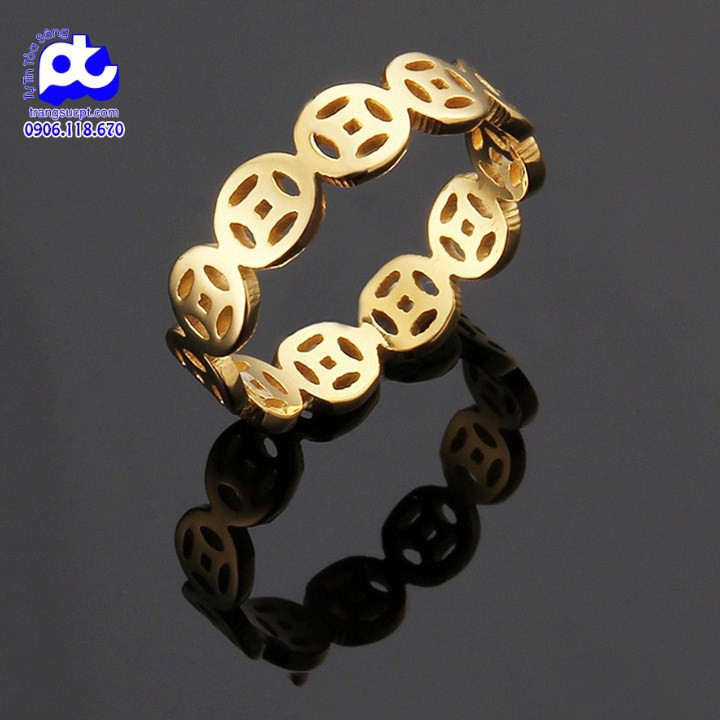 Nhẫn titan nữ đồng tiền cổ cách điệu cao cấp thép không gỉ titanium