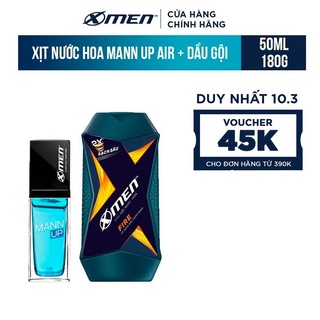 Xịt nước hoa hằng ngày x-men everyday perfume mann up air 50ml + dầu gội x-men fire 180g