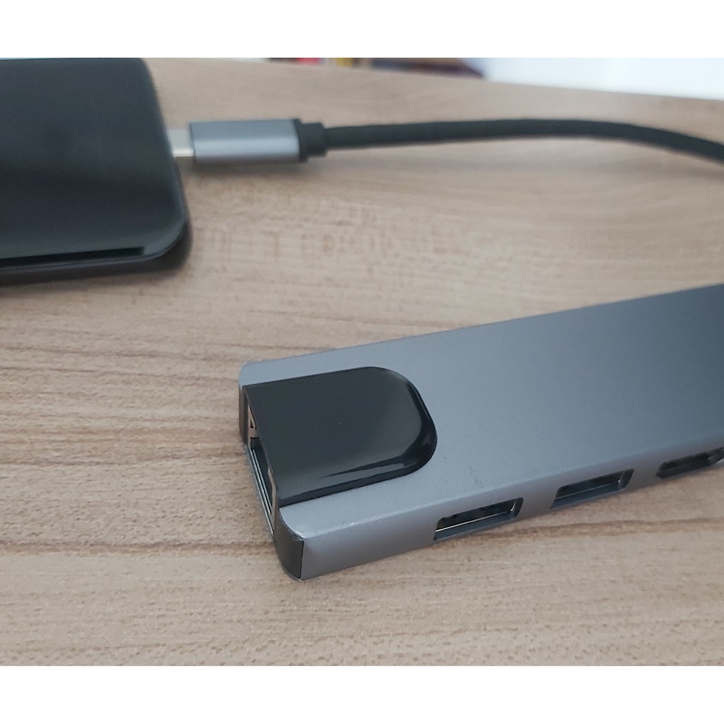 HUB USB Type-C ra 6 cổng HDMI/ RJ45/ USB 3.0/ Type-C cho Macbook, Dell XPS 60236