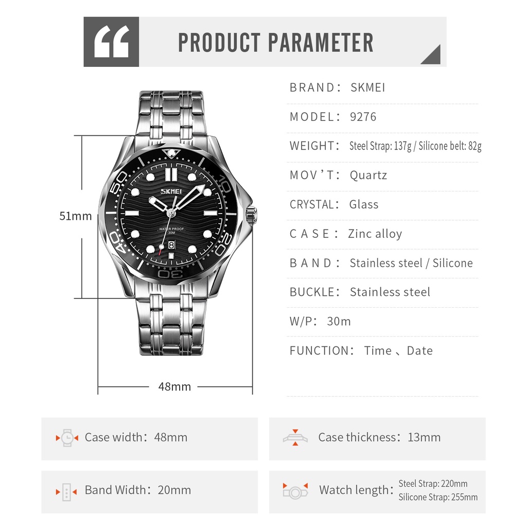 Đồng Hồ Quartz Nam Chống Thấm Nước SKMEI 9276