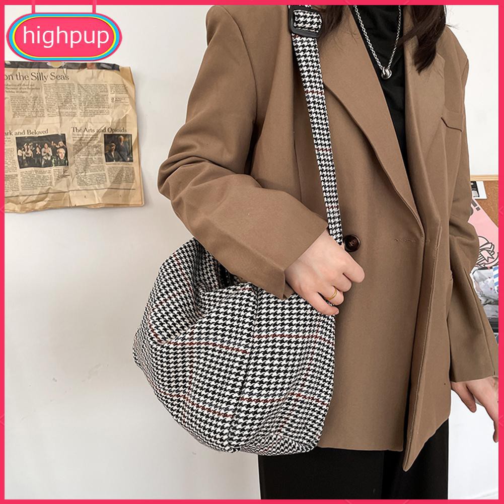 Túi Tote Đeo Vai Hoạ Tiết Sọc Ca-Rô Phong Cách Vintage