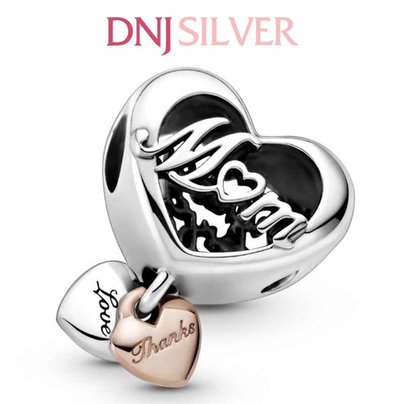 [Hàng cao cấp] Charm bạc 925 cao cấp, hàng chuẩn bạc - Charm Thank You Mum Heart thích hợp để mix vòng tay charm - DN096