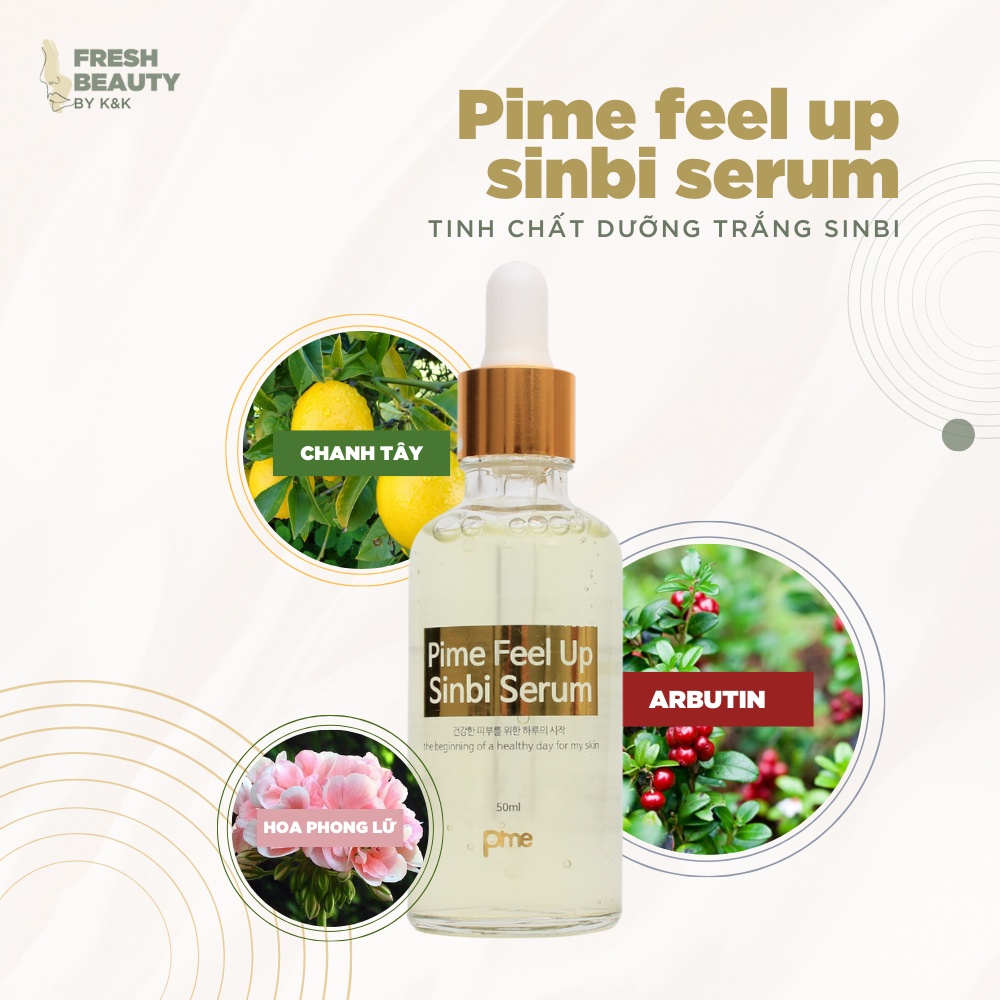 Tinh chất dưỡng trắng serum mờ thâm nám, tàn nhang, dưỡng căng bóng làm đều màu da, chống lão hóa Pime Sinbi Serum 50ml
