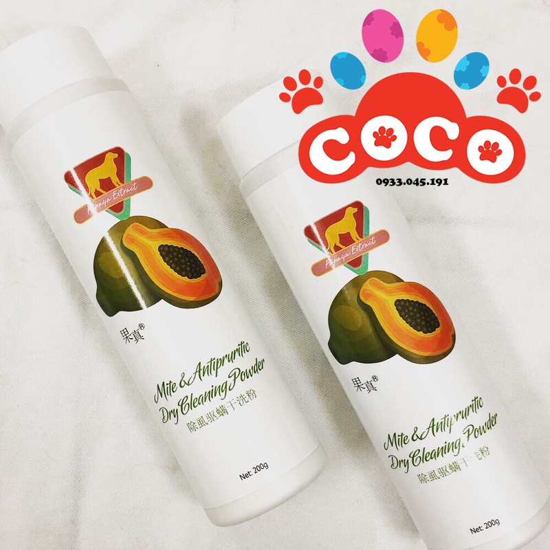 Phấn tắm khô hương đu đủ Magic cho chó mèo 200g