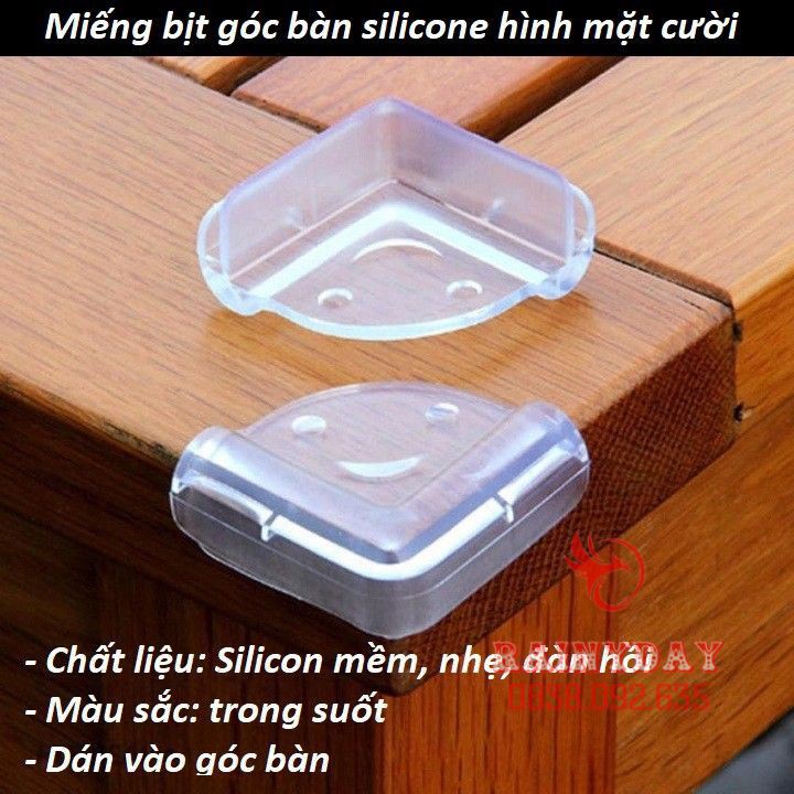 Bộ 4 miếng bọc bịt góc cạnh bàn kính ghế silicon chống va đập bảo vệ an toàn cho bé trong suốt