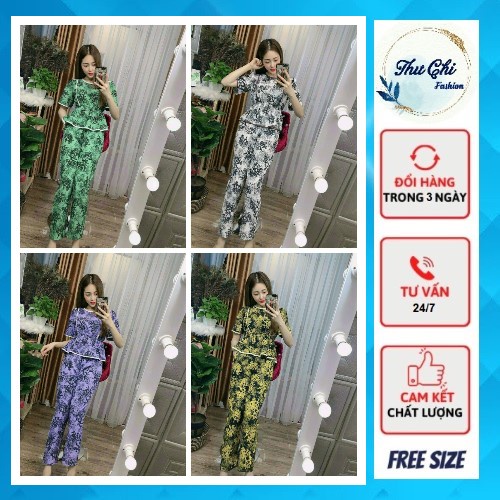 Đồ bộ nữ vải lụa Thái mềm, mịn, mát chuẩn dáng hoa văn lạ mắt phối ren * Set đồ bộ nữ *