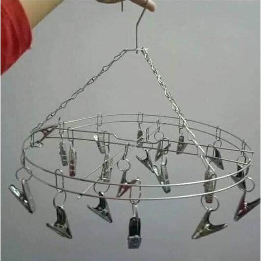 Móc chùm, móc tròn kẹp quần áo inox 20 kẹp