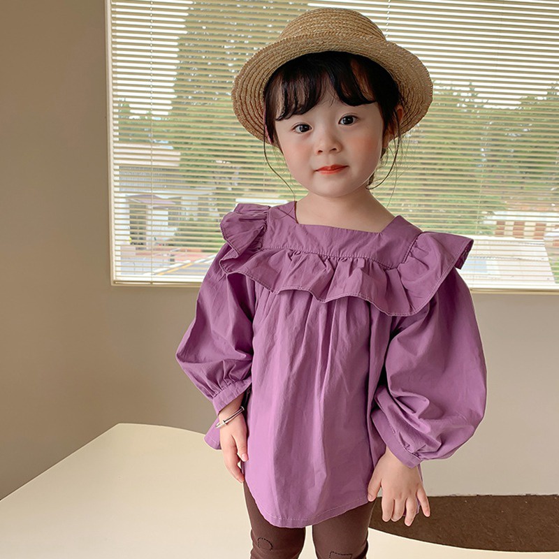 Áo Sơ Mi Tay Dài Cổ Vuông Dáng Rộng Thân Thiện Với Da Thoáng Khí Thời Trang Xuân Thu Cho Nữ